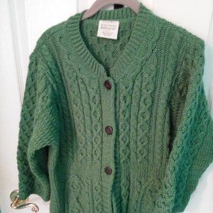 Irish made three button cardigan cardigan, three quarter length sleeves